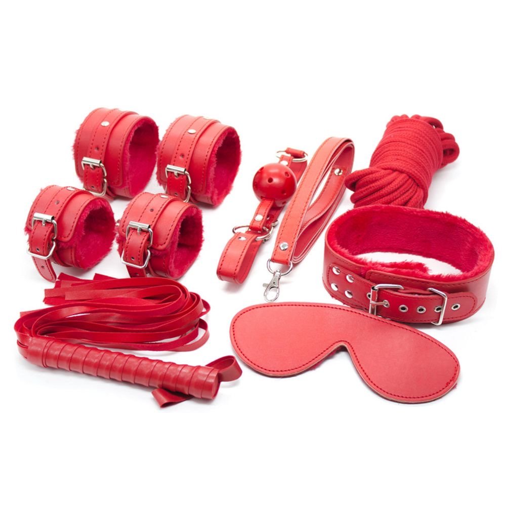 Crimson Passion BDSM Bondage Kit – 9 Piece Couples Restraint Set - Pleazure Code