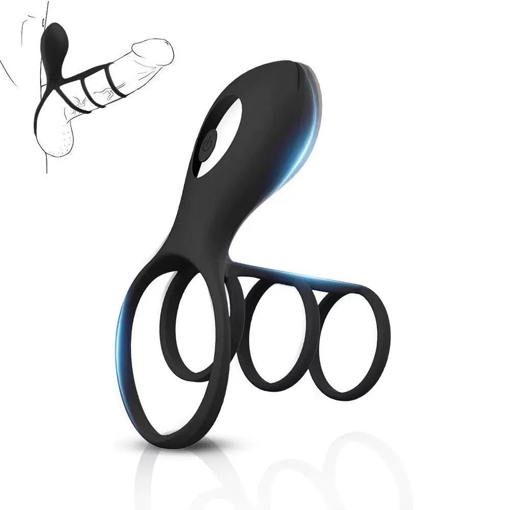 Vibrating Rechargeable Cock Ring Set – 3 Interchangeable Rings - Pleazure Code
